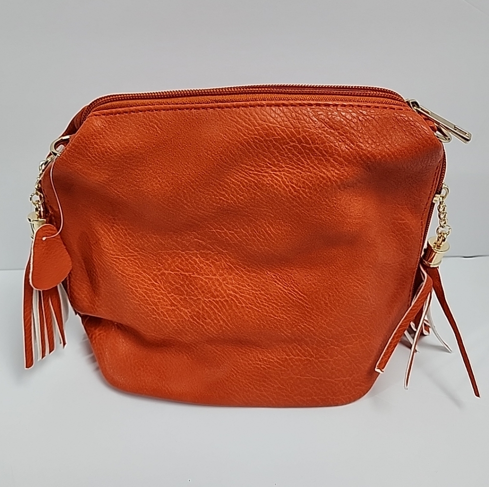 Small Orange Shoulder Bag / Purse. Approximately 8" X 9"X 4.5". Brand New